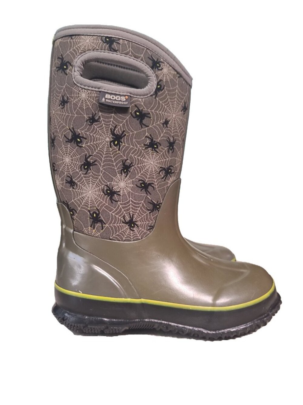 Bogs Classic Winter Boots Creepy Crawler Spiderweb Size 2 Green